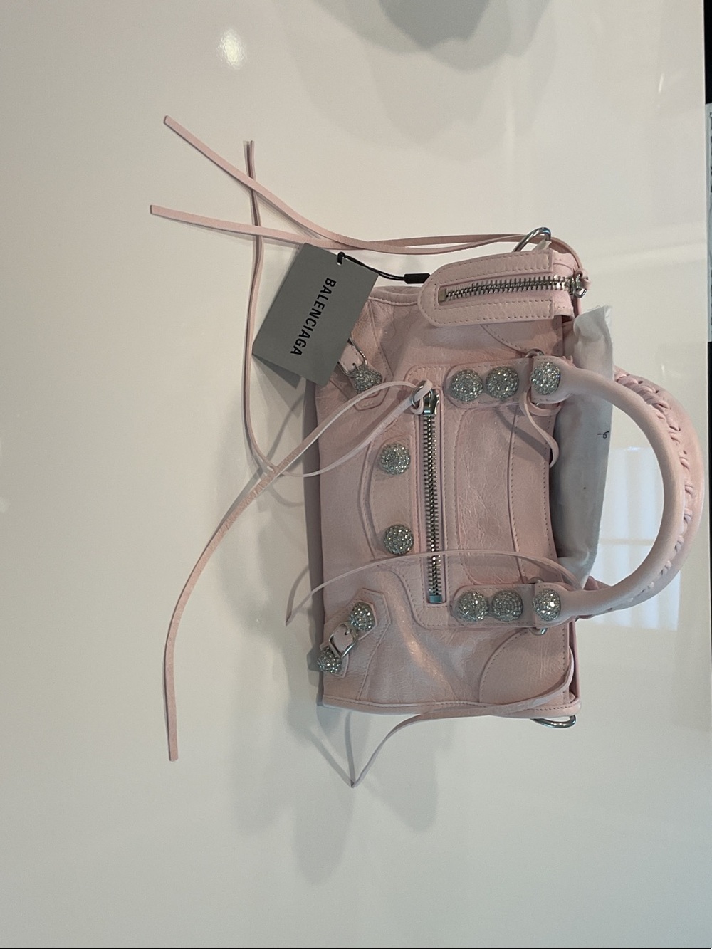 Balenciaga Mini City Bag in Pale Pink with Silver Hardware